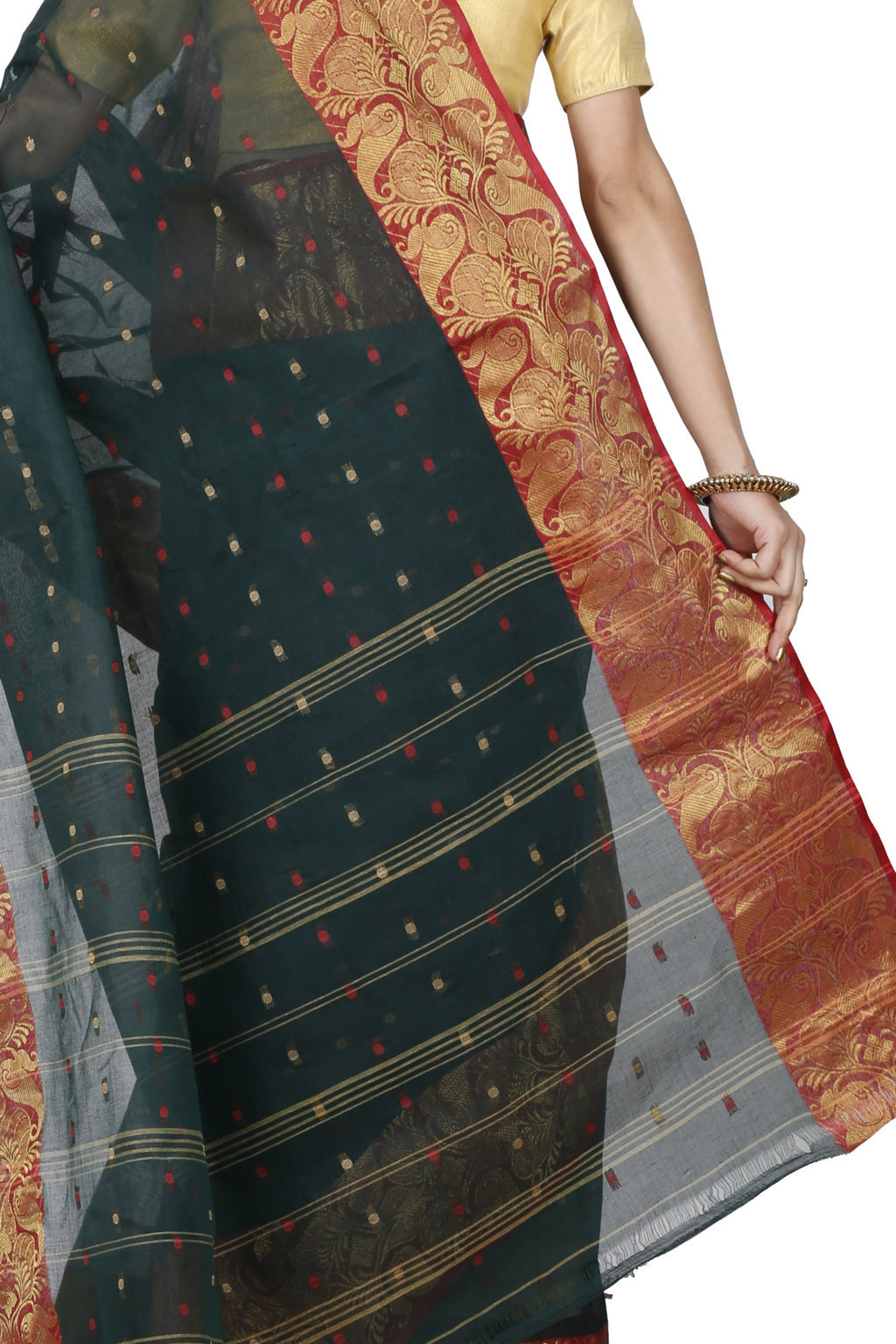 Dark Green Pure Cotton Saloni Tant Saree (1031)